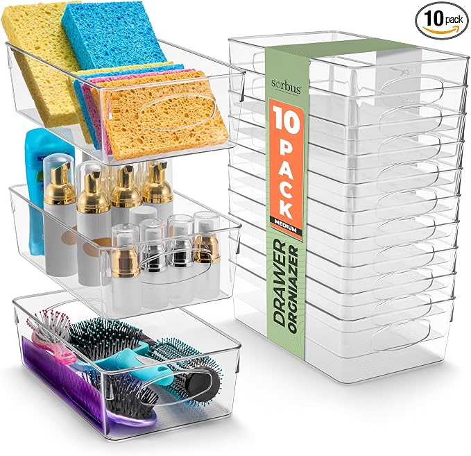 Sorbus Medium Clear Plastic Storage Bins by Sorbus
