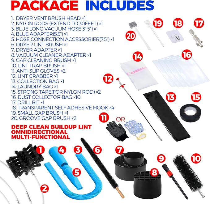 Holikme Dryer Vent Cleaner Kit, Include 30Feet Dryer Vent Cleaning Brush - Image 6