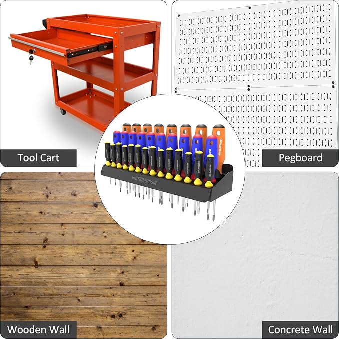 UNITEDPOWER Screwdriver Holder, Wall Mount Storage Rack Organizer - Image 6