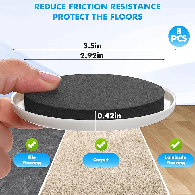 16-Pack Furniture Sliders for Hardwood Floors & Carpet, Save 80% Effort - Image 7