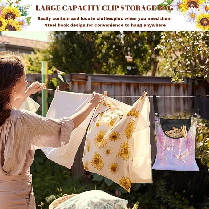 Clothespin Bag for Outdoor Laundry Clothesline and Clothes Pin Holder - Image 5
