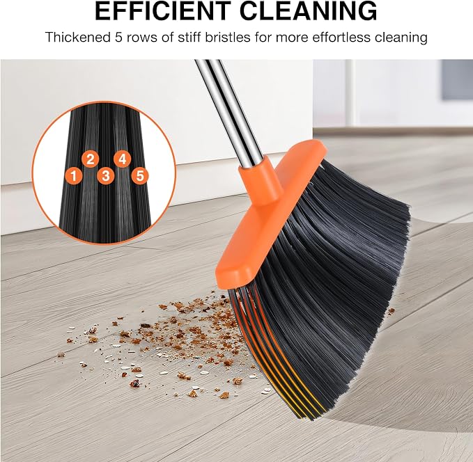 NACENA Broom and Dustpan Set, 52-in Long Adjustable Handle Broom Dustpan Combo - Image 6