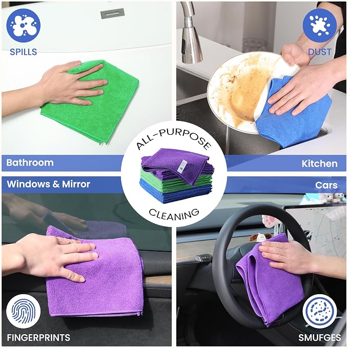 Microfiber Cleaning Cloths-12 Pack, Microfiber Towels - Image 7