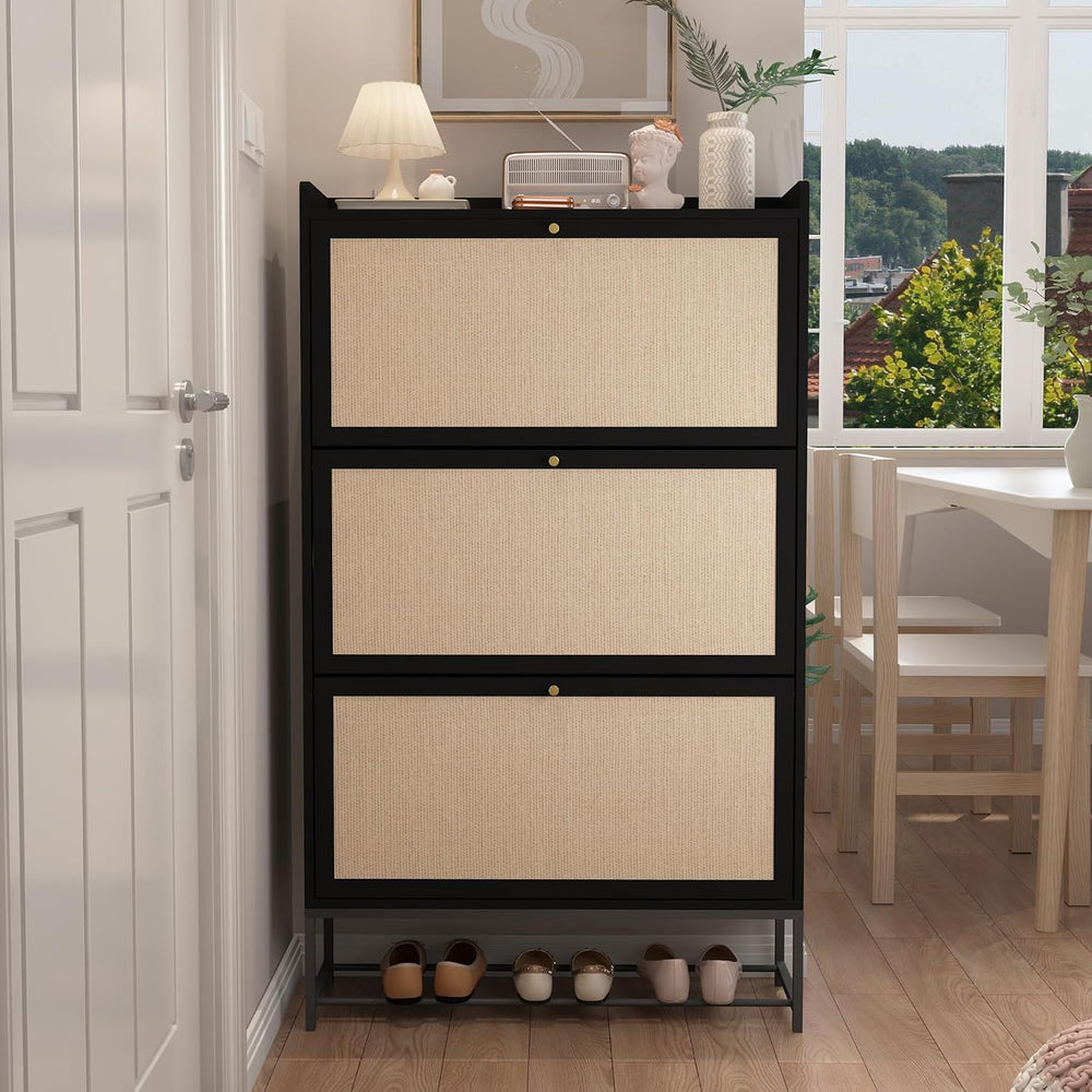 AVZEAR Shoe Cabinet, Shoe Cabinet Freestanding Tipping Bucket Shoe Rack Organ...