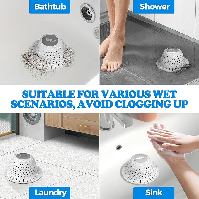 zaa Bathtub Drain Hair Catcher, Premium Silicone Collapsible 1 Pack Drain - Image 2