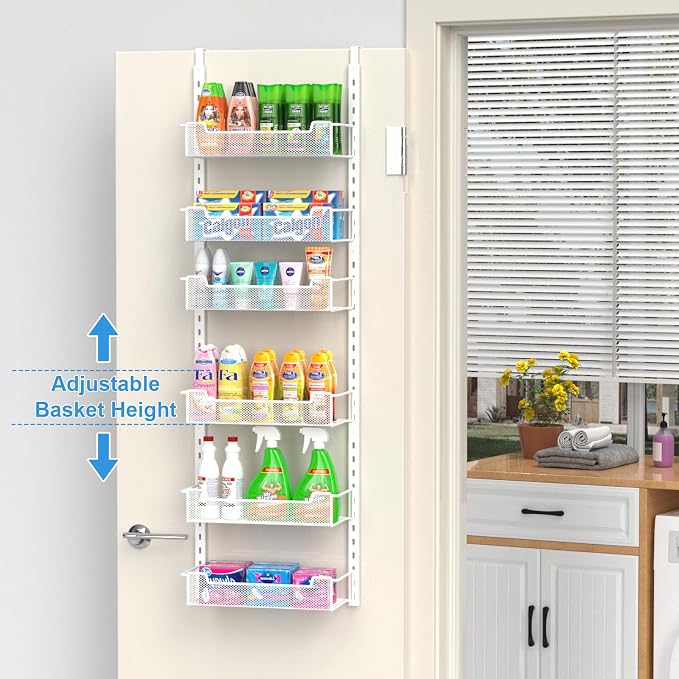 12.3" W Narrow Over the Door Pantry Organizer, 6-Tier Over the Door Organizer - Image 2