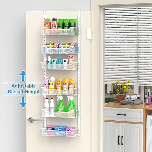 12.3" W Narrow Over the Door Pantry Organizer, 6-Tier Over the Door Organizer - Image 2