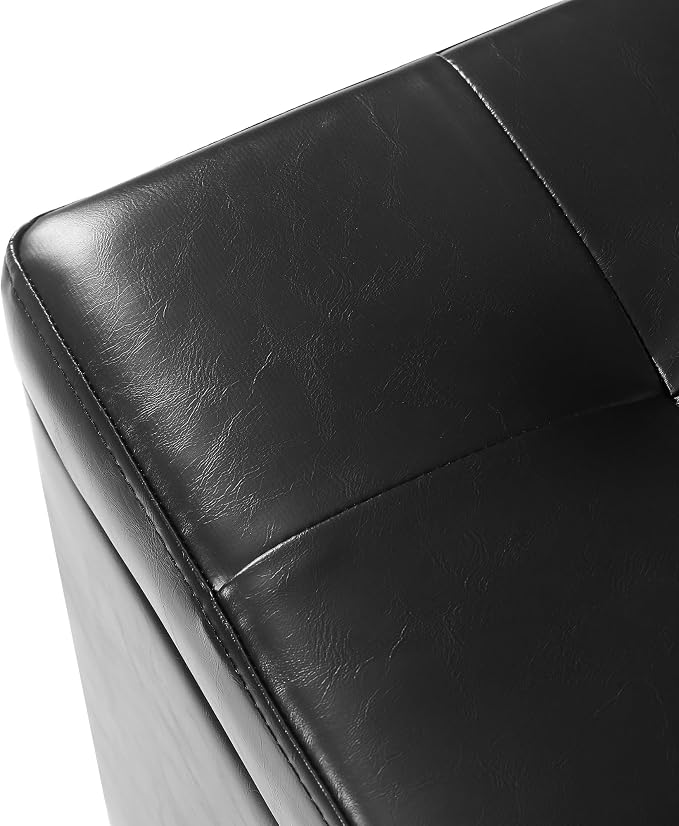 Adeco Faux Leather Storage Ottoman Bench