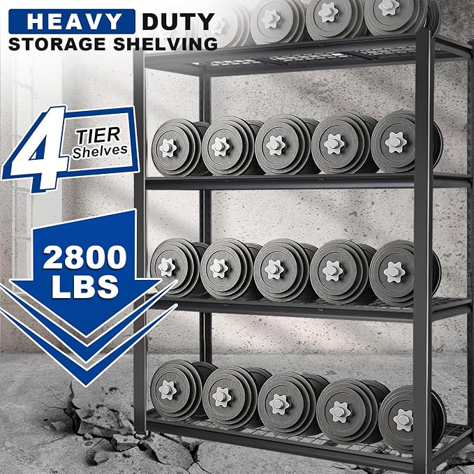 BILT HARD 46" W x 24" D x 72" H Heavy Duty Garage Shelving, 4-Tier Industrial - Image 4