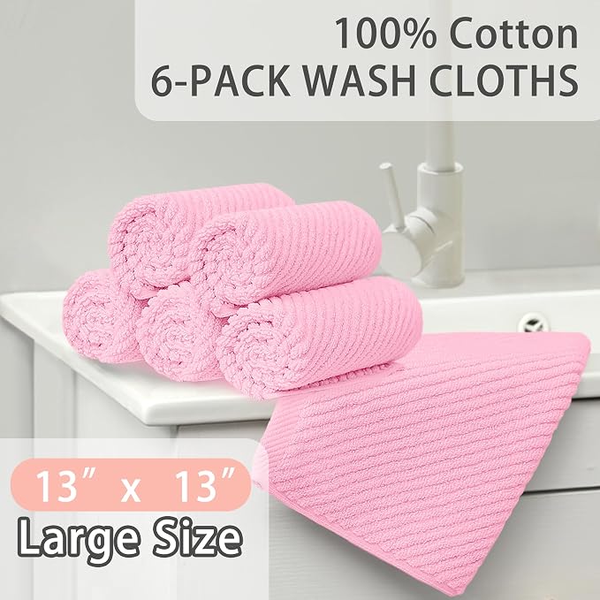 VOOVA & MOVAS Towels for Face, Luxury Hand Towels Set of 6, Fluffy Facial - Image 3