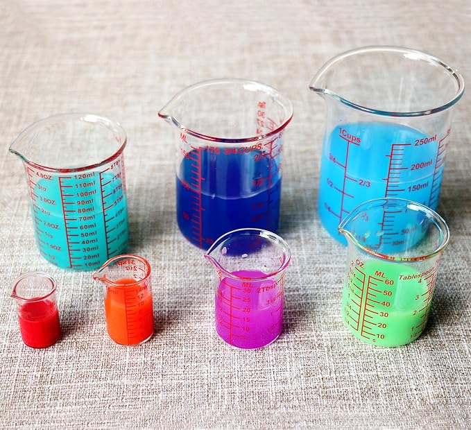 Ackers 7-Piece Glass Measuring Cup Set, Borosilicate Beaker Style Nesting - Image 2