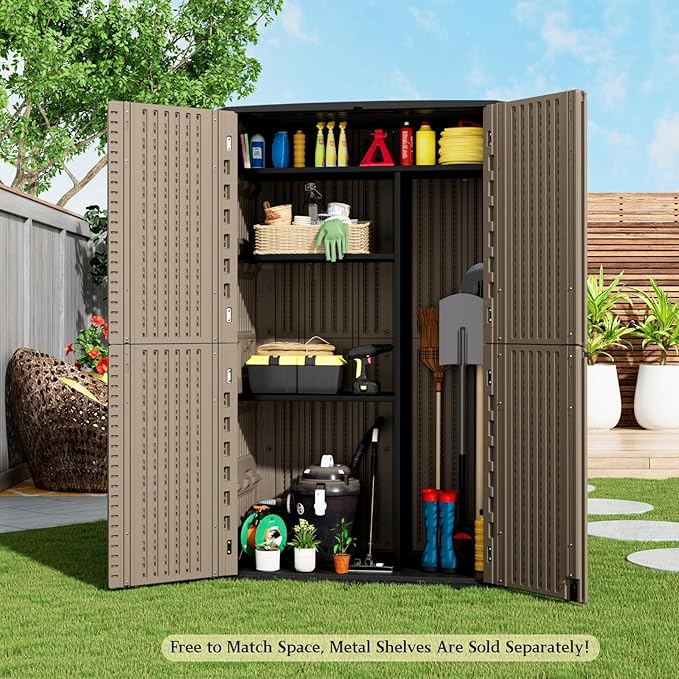 ZZM Large 67 Cu.ft Waterproof Storage Shed, Outdoor Storage Cabinet，Durable