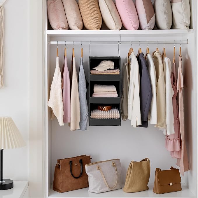 GRANNY SAYS 3-Shelf Hanging Closet Organizer, Collapsible Closet Hanging Shelves - Image 2