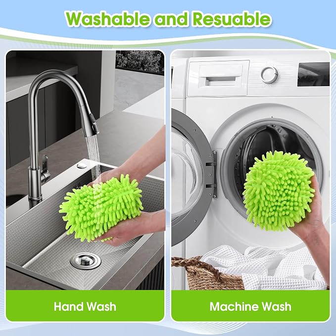 Microfiber Spin Mop Head Replacement 4 Pcs & 2 Chennile Mop Replace & 1 Scrub - Image 4