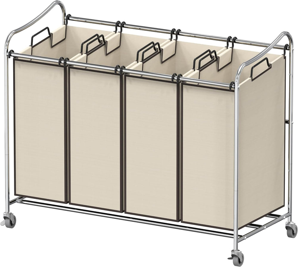 Simple Houseware 4-Bag Heavy Duty Rolling Laundry Sorter Cart