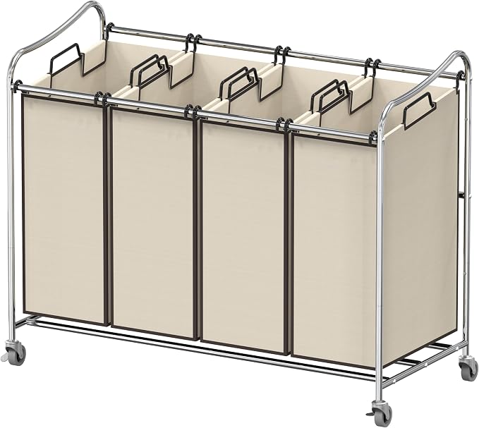 Simple Houseware 4-Bag Heavy Duty Rolling Laundry Sorter Cart by SimpleHouseware
