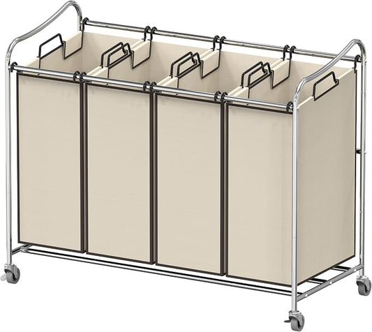 Simple Houseware 4-Bag Heavy Duty Rolling Laundry Sorter Cart by SimpleHouseware