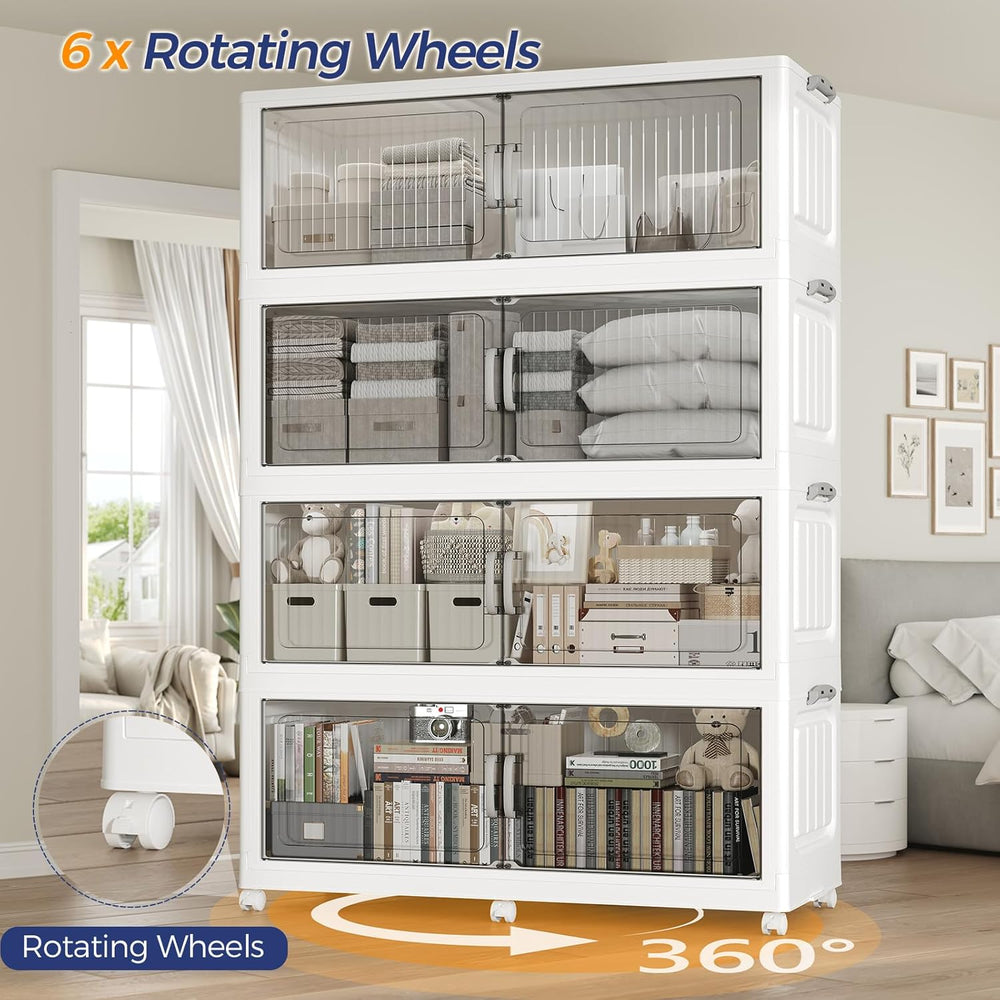 200Gal Extra Large Stackable Storage Bins with Lid (5-Pack), 800QT Foldable O...