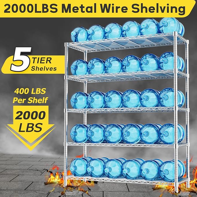 Storage Shelves, 5-Tier Adjustable Metal Industrial Utility Shelf Rack - Image 4