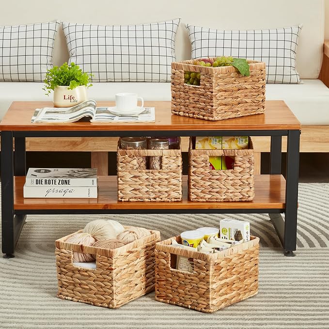 Water Hyacinth Wicker Basket, Decorative Woven Baskets - Image 6