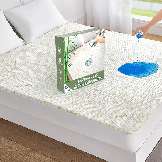 King Mattress Protector Waterproof Mattress Pad Washable Bamboo Rayon Mattress by SoftHour