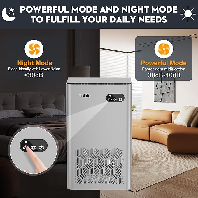 ToLife Dehumidifier for Home, 1000 sq.ft Dehumidifiers for Basement Bedroom - Image 4