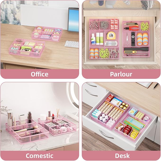 Marbrasse 2 Pack Desk Drawer Organizer, Mesh Drawer Organizer Tray - Image 3