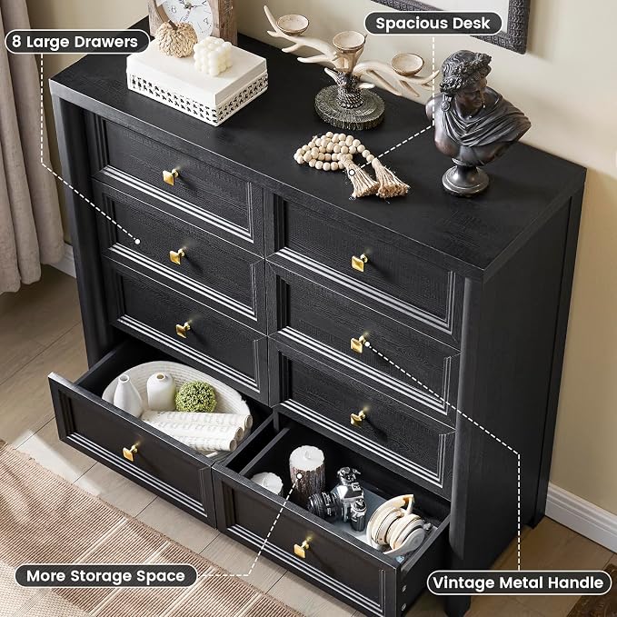 Farmhouse Dresser for Bedroom, Soide Rustic Wood Vintage Dressers Chest of - Image 7