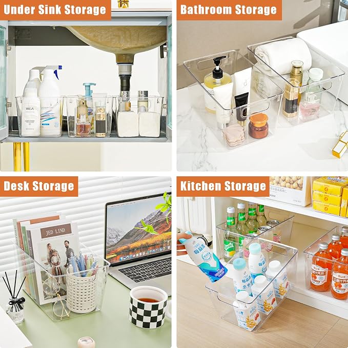 6 Pack Large Clear Plastic Storage Bins, Plastic Containers - Image 8