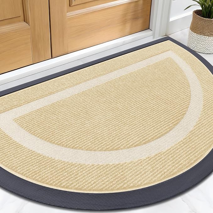 OLANLY Half Circle Door Mat Indoor Outdoor Entrance Welcome, Waterproof by OLANLY