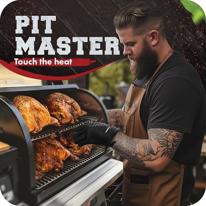 KITCHEN PERFECTION Silicone Smoker Oven Gloves -Extreme Heat Resistant BBQ - Image 3