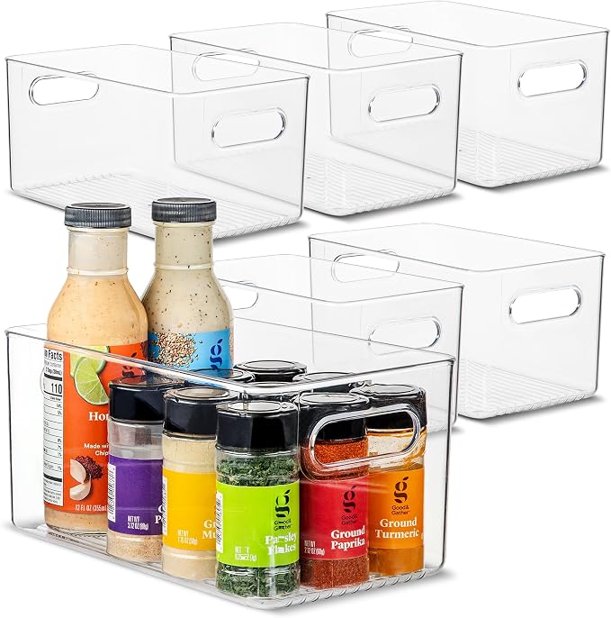 Plastic Food Storage 6 Pack Clear Container Bin by primebox
