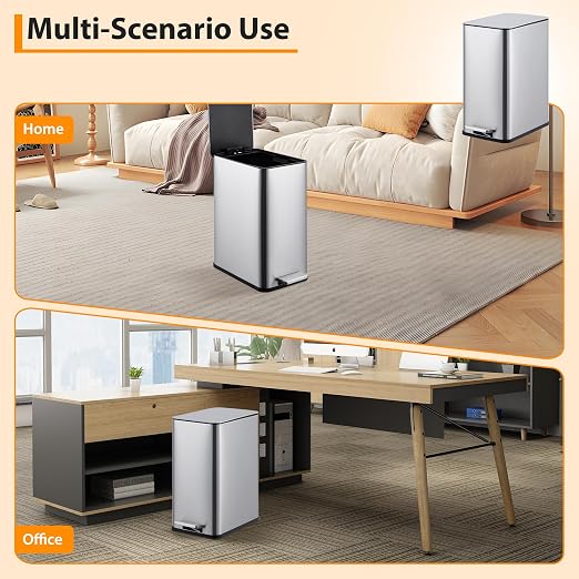 2.6 Gallon Kitchen Trash Can, Stainless Steel Garbage Can - Image 4