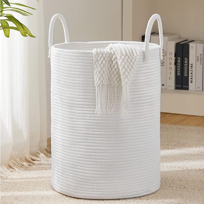 Woven Rope Laundry Hamper Basket by YOUDENOVA, 58L Tall Laundry Basket by YOUDENOVA