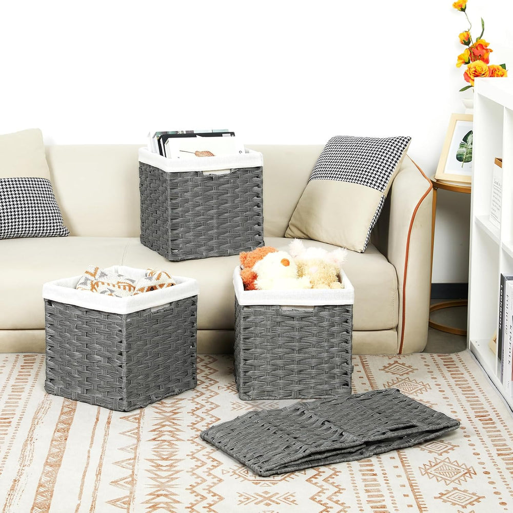 Bidtakay Wicker Storage Baskets for Organizing 4-Pack Hand-Woven Imitation Da...