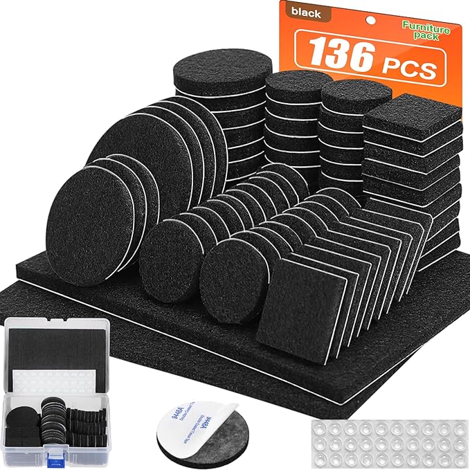 Felt Furniture Pads 136 Pieces, Felt Pads by FurniMate