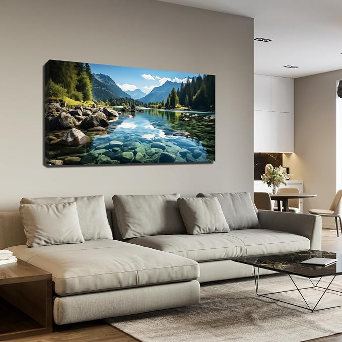 GUGIKA Landscape Wall Art for Living Room, Mountain and Lake Wall-Decor for by GUGIKA
