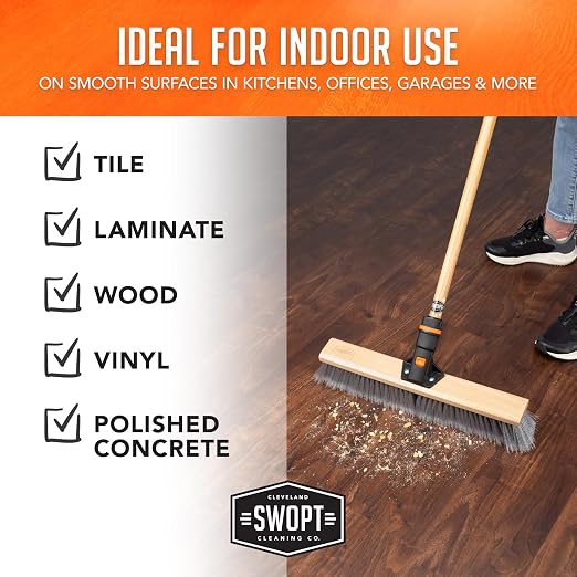 SWOPT 24” Premium Multi-Surface Push Broom Head — Cleaning Head Interchangeable - Image 9