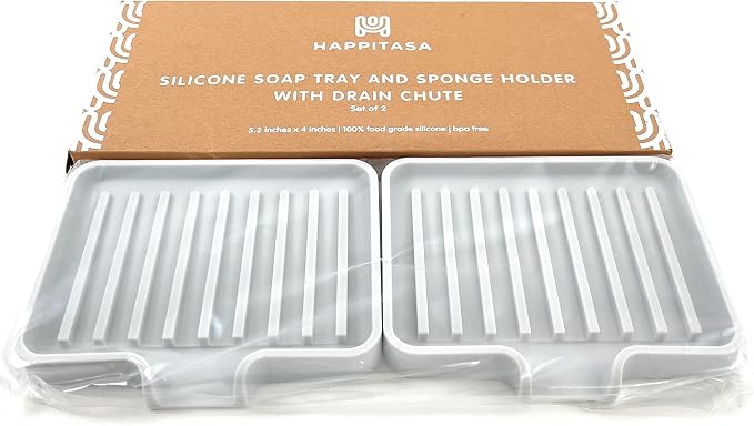 Happitasa Silicone Soap Dish Tray and Sponge Holder - Image 4
