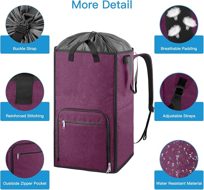 Bukere Laundry Tote Basket, Laundry Backpack Bag - Image 6