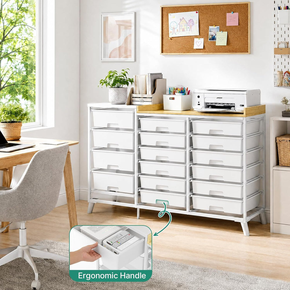 16-Drawer Craft Storage Cabinet with Open Shelves