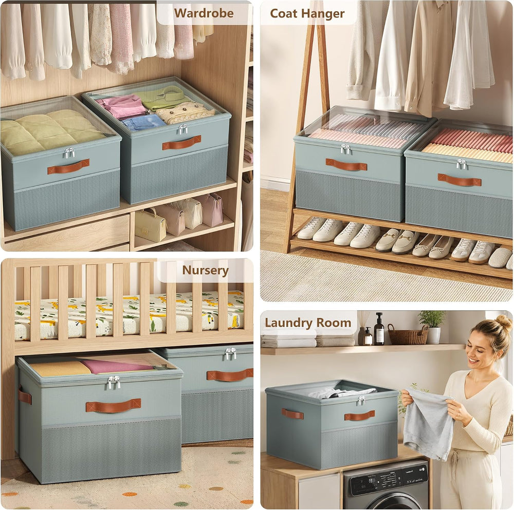 Shoe Organizer for Closet,2 Pack Foldable Shoe Storage Organizer Box Bin with...