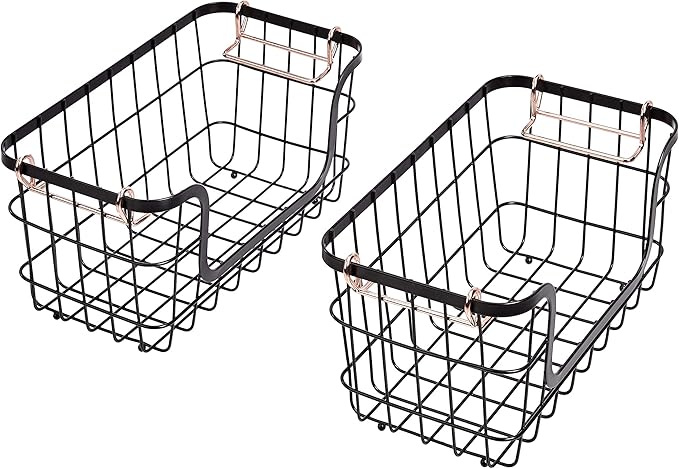 Amazon Basics Stackable Metal Wire Rectangular Storage Basket Set - Image 5