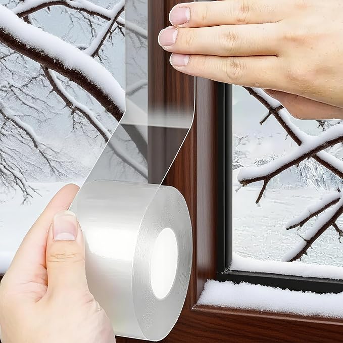 Window Sealing Tape 2 Inch x 33 FT Transparent Window Insulation Residue-Free by PackYard