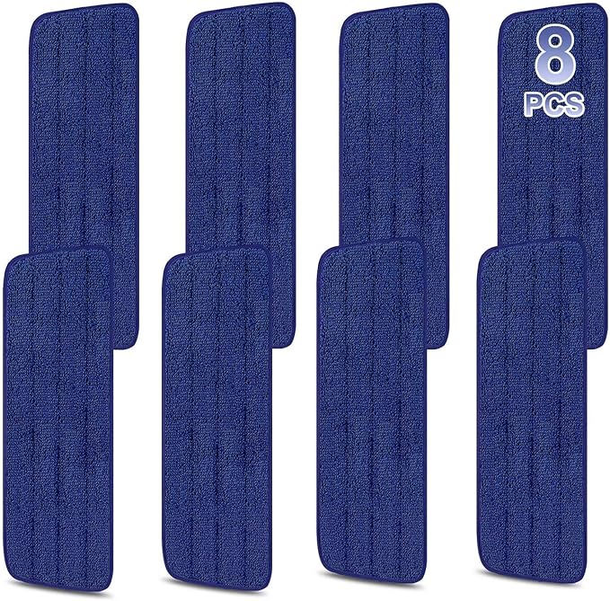 8 Pack 16.5 inch Reusable Mop Pads Microfiber Spray Mop Replacement Heads by H-Gamely