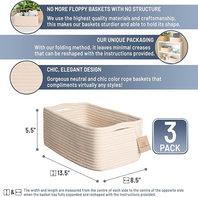 NaturalCozy 13.5”x8.5”x5.5” Storage Baskets - Image 2