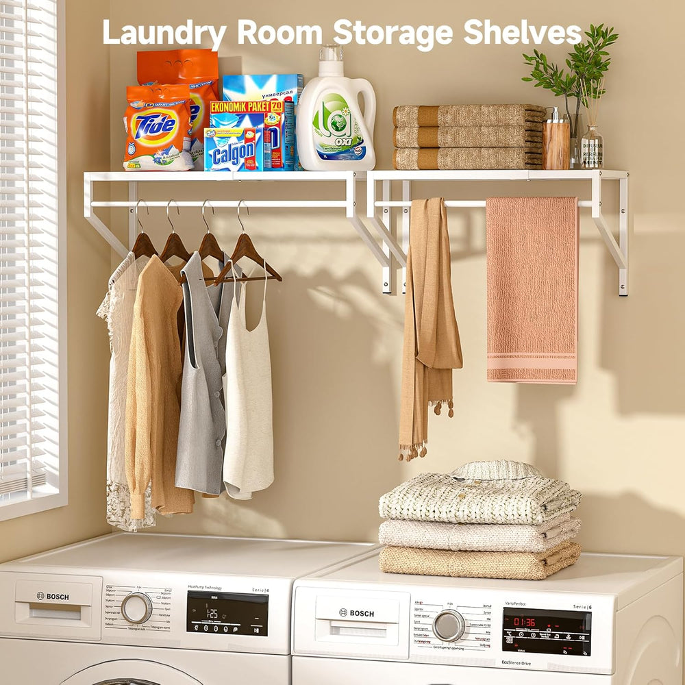 ThreeHio Expandable Closet Shelves Wall Mounted, 2 Pack Closet Shelving with ...