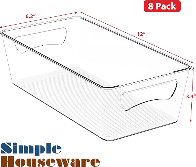 Simple Houseware Fridge Organizer Storage Bins, 8 Packs - Image 2