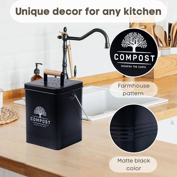 PERFNIQUE Kitchen Compost Bin, 1.7 Gallon Countertop Compost Bin - Image 4
