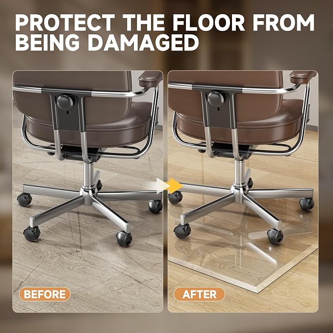 50“ x 44” Beveled Edge Glass Chair Mat - Image 6
